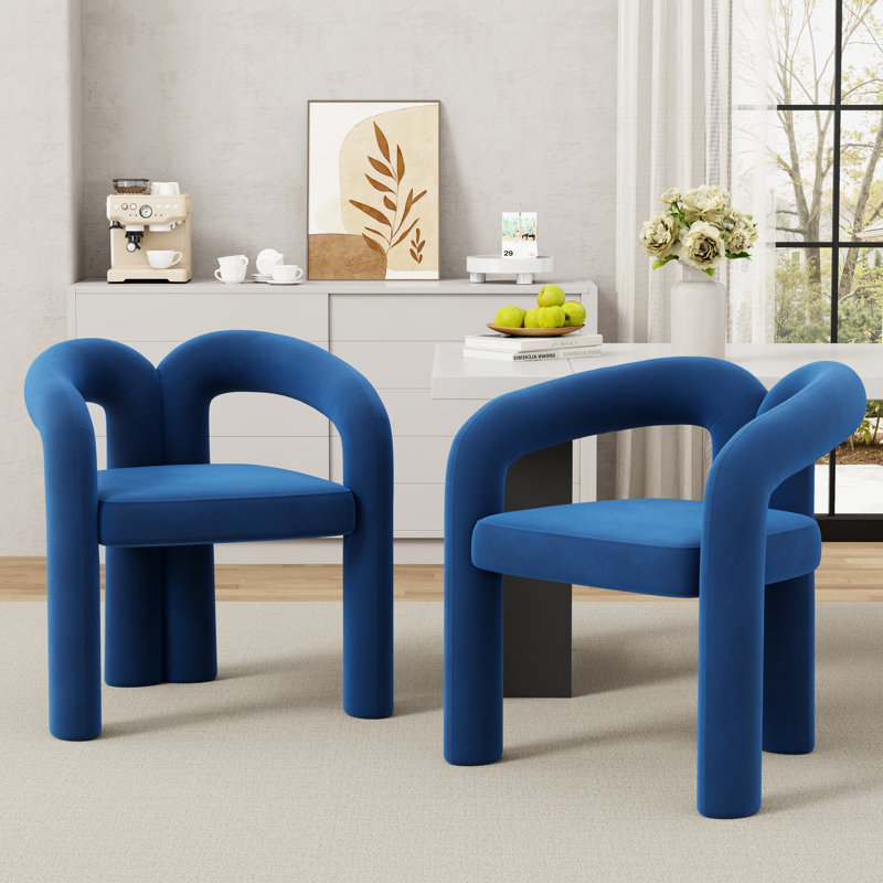 Chaises de salle à manger rembourrées Modern, 2, Blue