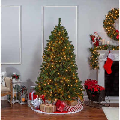 7' Green Pine Artificial Christmas Tree with 500 Clear/White Lights Warm White