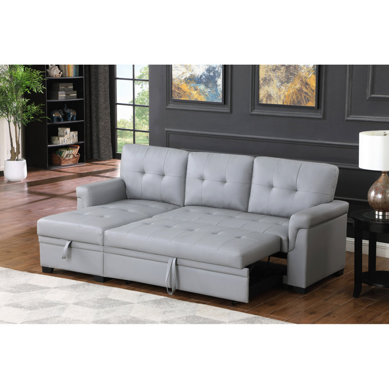 Canapé modulaire moderne en cuir végétalien réversible 83,5 po Lucca