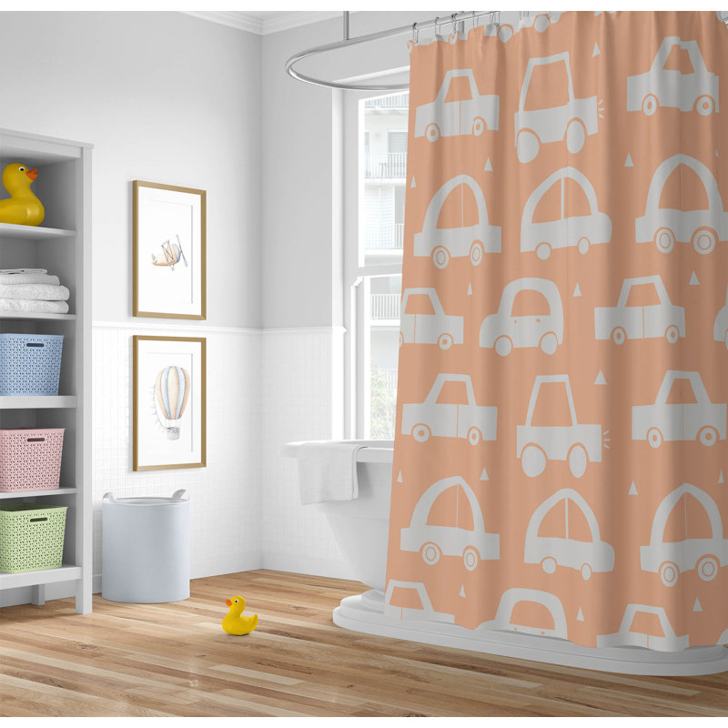 Driveway Ultra-Thin Lightweight Shower Curtain, Orange/Peach