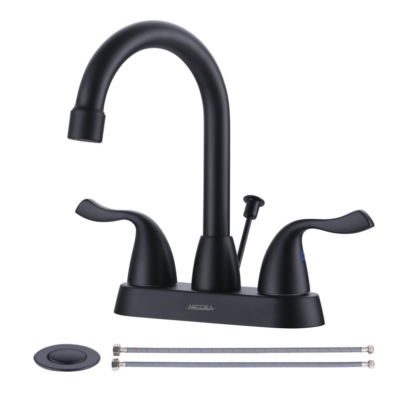 Robinet de salle de bain à ensemble central avec bonde et tuyaux d'alimentation, Noir
