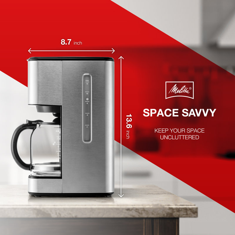 Cafetière 12 tasses avec carafe en verre et écran tactile Melitta Aroma Tocco Plus