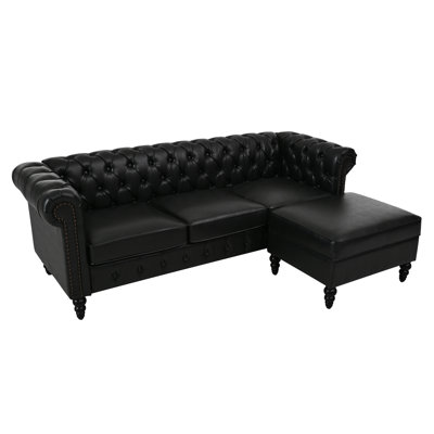 L-Shaped Sectional Sofa with Storage Ottoman