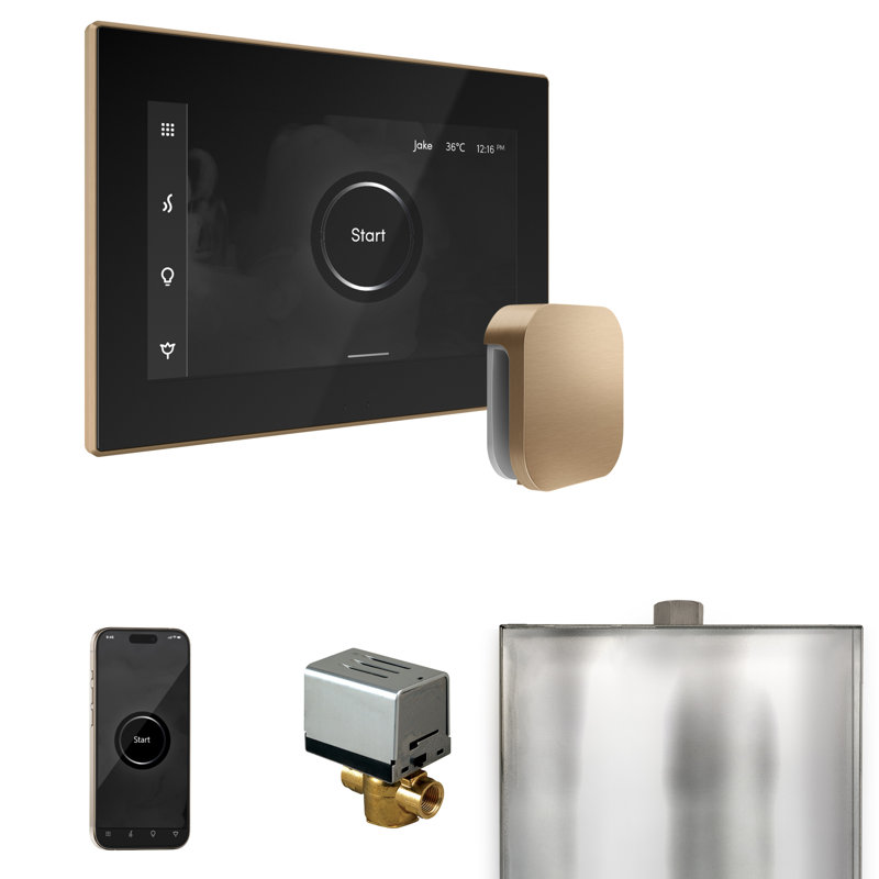 XButler Steam Shower Control Package with iSteamX Control and Steamhead , Brushed Bronze