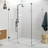 Illume 59 in. x 48.5 in. x 78 in. 90-degree Fully Frameless Wall Hinged Glass Shower Enclosure