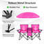 Chaise de pique-nique portable pliante portable avec table parasol et table de parasol rose