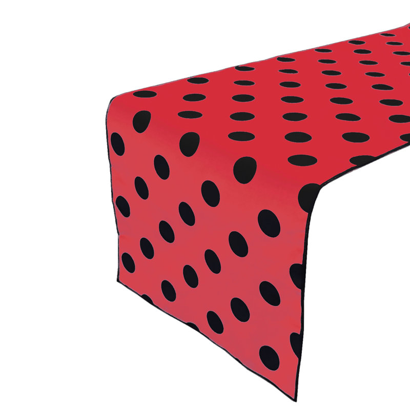 Chemin de table à pois, L 144 po x l 24 po, Noir / rouge