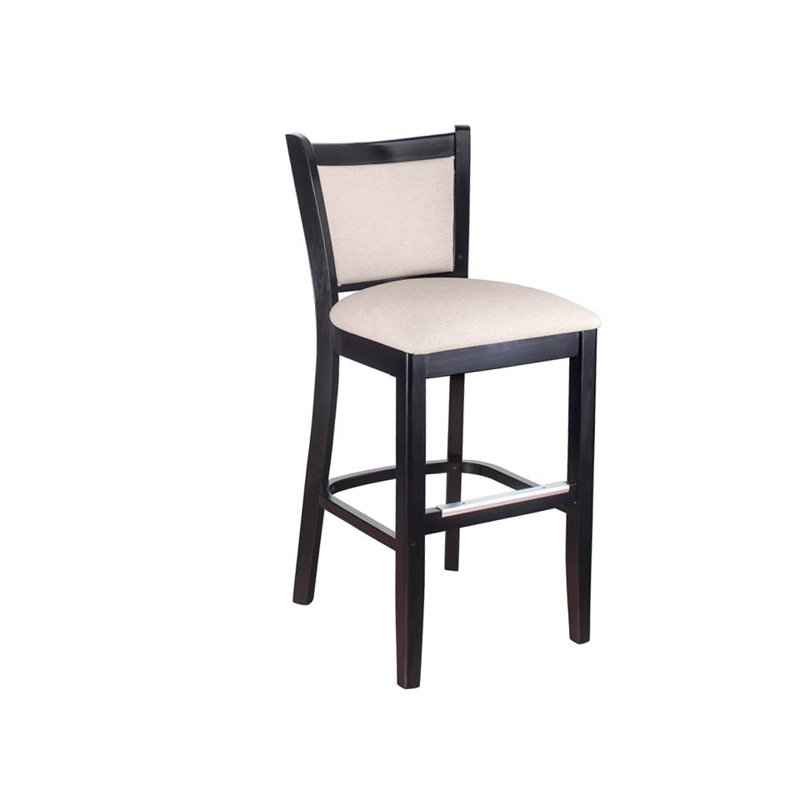 Kendra Upholstered Counter Stool with Solid Wood Frame, Black, White