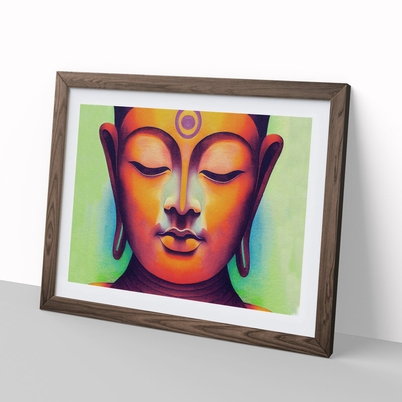 Watercolour Buddha Vol.1 1 Piece Wall Art, 25cm H x 34cm W x 2cm D, Walnut Framed