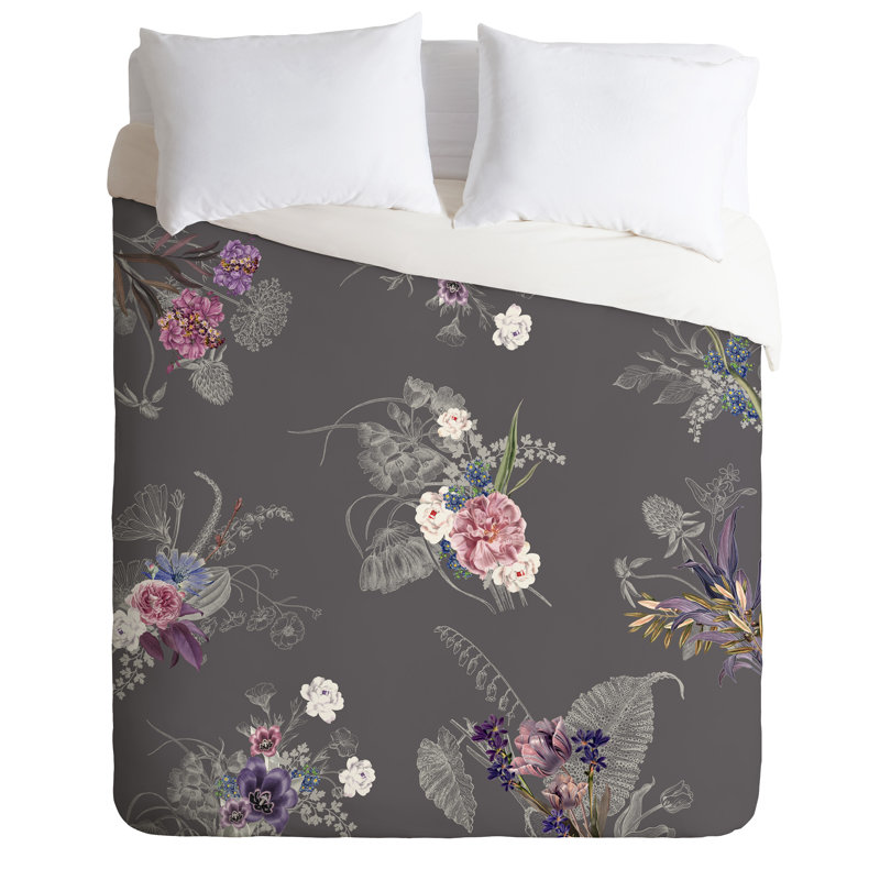 Ensemble de housse de couette Iveta Abolina, Anthracite, Housse de couette pour très grand lit et 2 très 