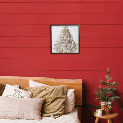 Rustic Holiday Seashell Tree Framed Giclee, design by Sasha
