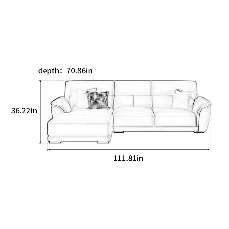 Canapé de style italien moderne et minimaliste, H 36 po x l 112 po x P 71 po