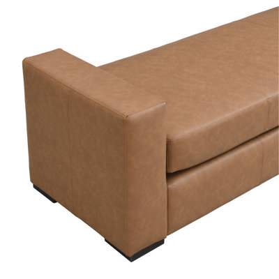 Stylish And Durable Brown Faux Leather Ottoman