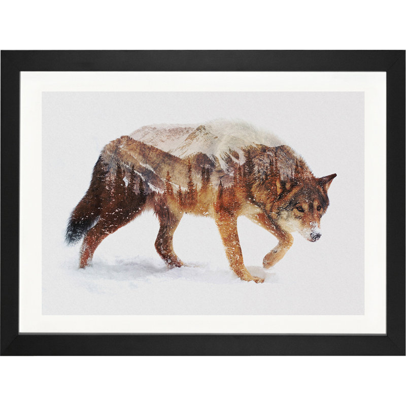 « arctique loup », impression, H 16 po x l 24 po x P 1 po, Papier encadré noir