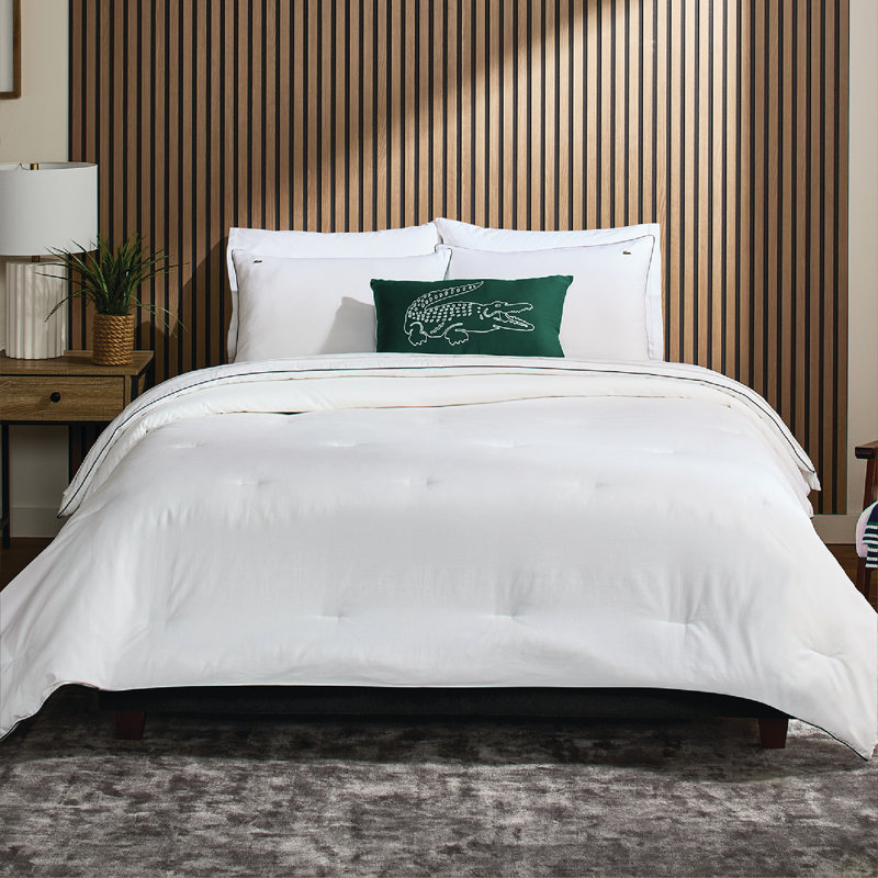 Ensemble d'édredon en coton 2 pièces Lacie, Cravate blanche, Édredon simple et 1 taie décorative