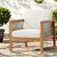 Ensembles de salle à manger de patio moderne, ensemble de fer en bois d'acacia 4 pièces, coussins beiges