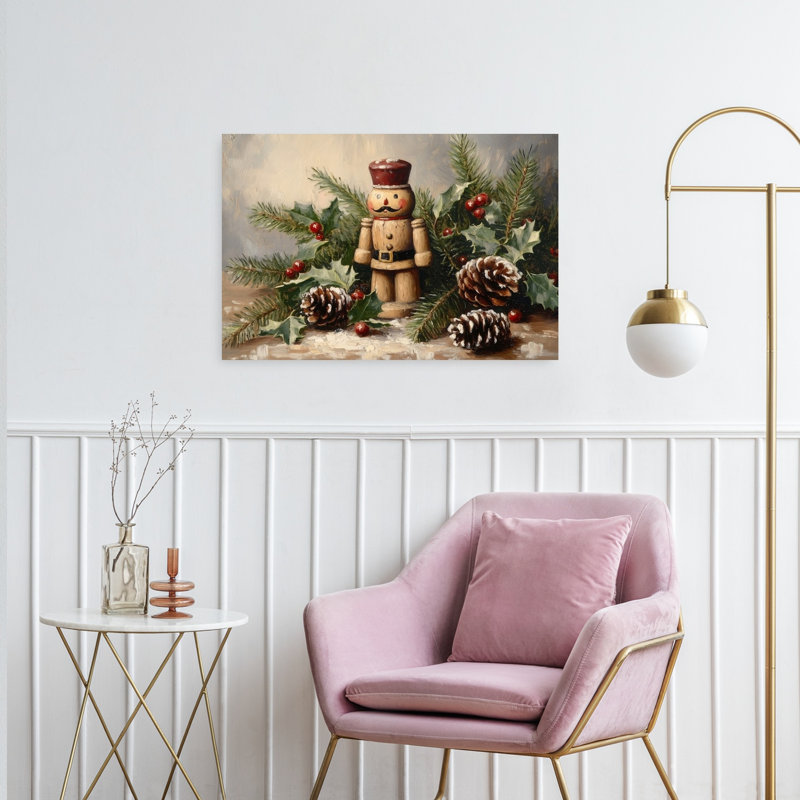 Traditional Christmas Nutcracker Classic Rustic Traditional Pine Winter Landscape Wall Art Print 1 Piece Wrapped Canvas Wall Art