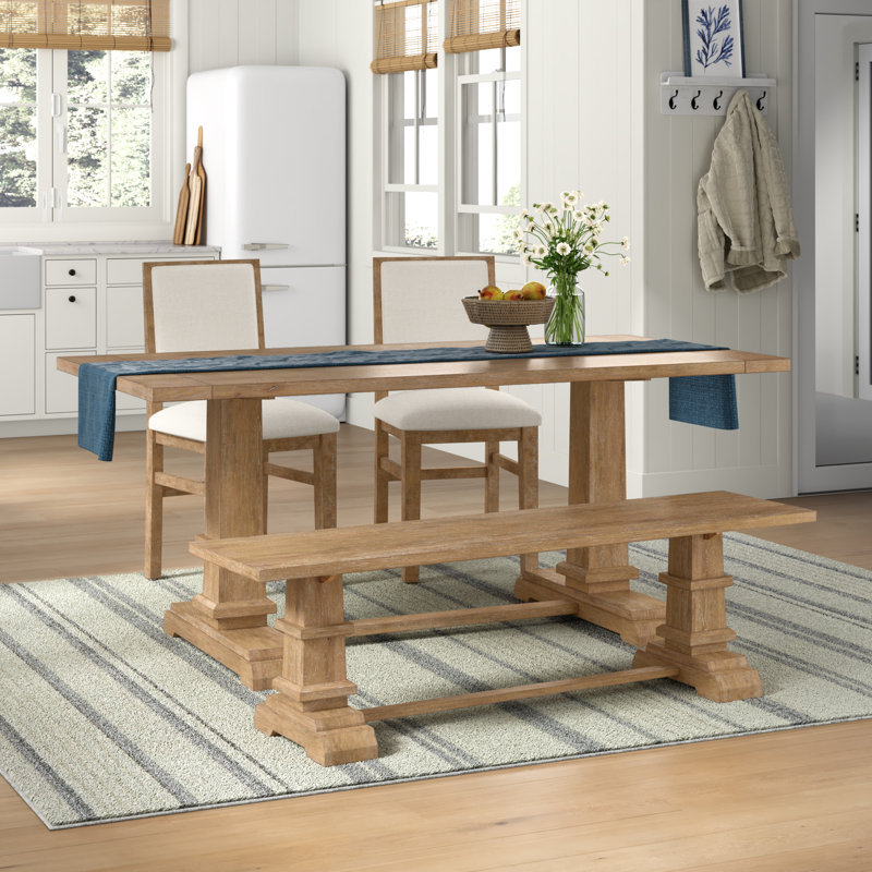 Heymann Dining Set, 4 Pieces: Table, Bench, 2 Chairs