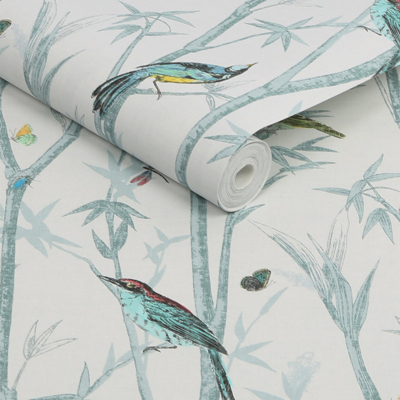 Rouleau de papier peint L 33 pi x l 21 po Chinoiserie Bird, Vert crème