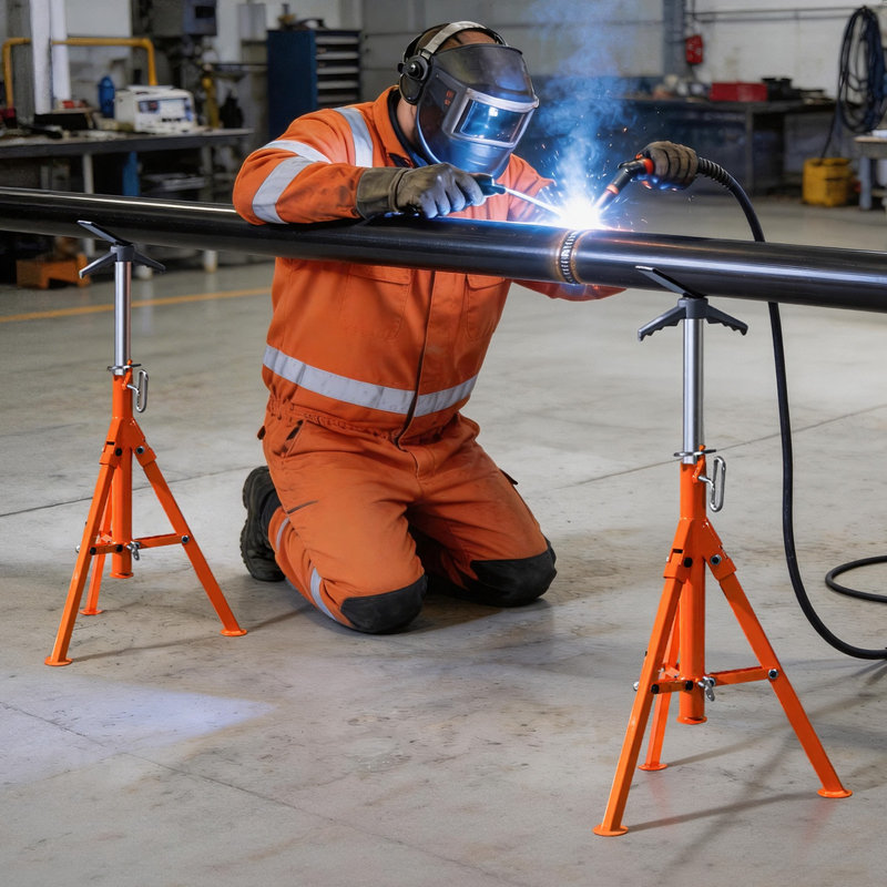 Pipe Stand, 1134 kg Heavy Duty Pipe Stands, 69.1-132.1 cm Height Adjustable V Head Pipe Stand, 45# Steel Folding Stand for 1.3-30.5 cm Pipes