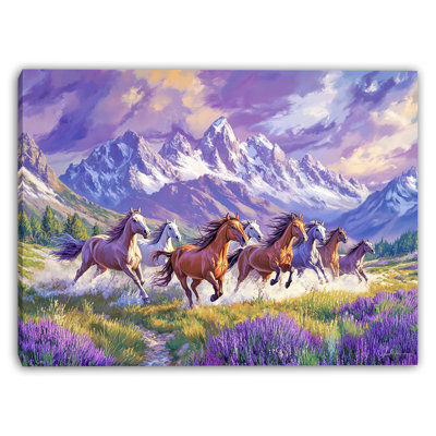 Galloping Horses at Sunset Wrapped Canvas Wall Art