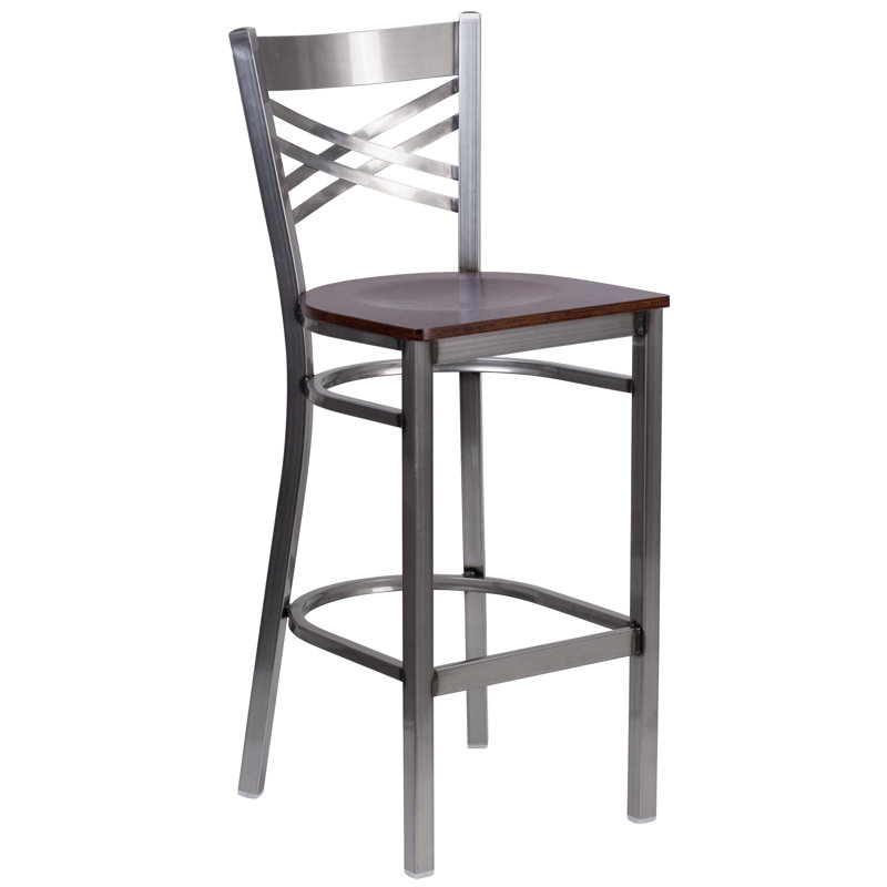 Tabouret de bar en métal «X», Noyers