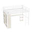 Grand lit mezzanine en métal grain de bois blanc avec garde-robe, bureau et rangement intégrés, caractéristiques pour les tablettes de taille supérieure, assemblage sans effort