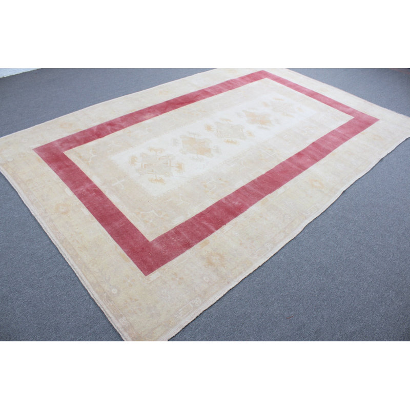 Grand tapis Oushak rétro en jaune estompé, idéal pour rehausser l'esthétique de votre salon