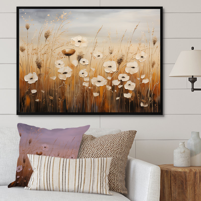 Minimalisme prairie magique I sur toile, H 34 po x l 44 po x P 1,5 po, Cadre flottant noir