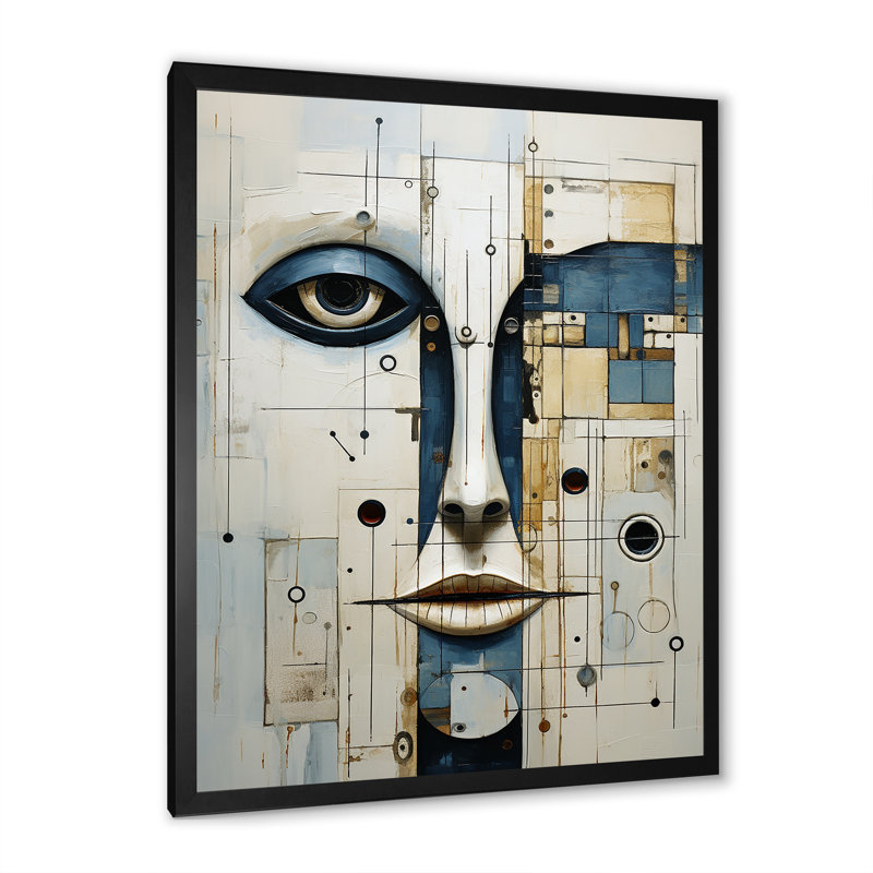 «Minimalisme Folk Religion Portrait», reproduction sur toile, Cadre simple noir, H 32 po x l 24 po x P 1 po