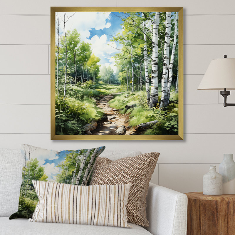 Birch Woods Whispering Winds XI - Forest Wall Art Living Room, H 24 po x l 24 po x P 1 po, Cadre doré à une seule photo