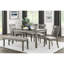 Banc de salle à manger en bois avec revêtement en tissu gris et structure stable revêtue de finition pour l'espace-737719474