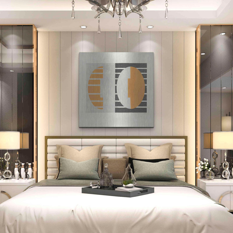 Art mural luxueux «Latitude V2» par Mike Schick, art mural en métal, 36 po x 36 po