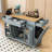 Rolling Kitchen Island Cart with Built-in Power Outlet, Storage Cabient and Trash Can-2116294576