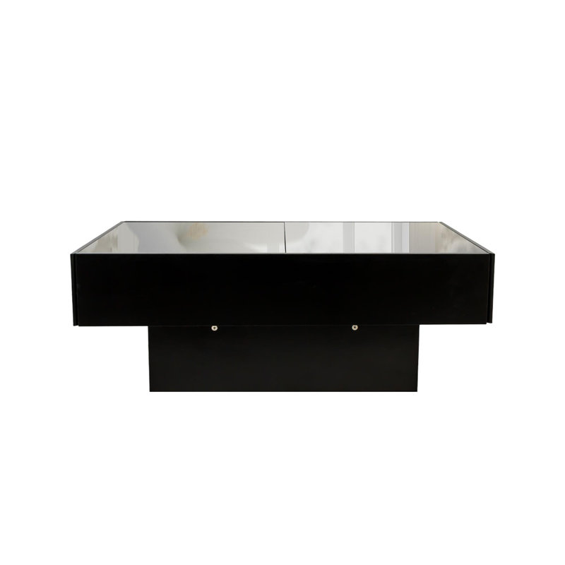 Table basse avec plateau coulissant, table centrale avec compartiment de rangement caché, table extensible pour le salon