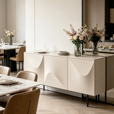 Modern Minimalist Sideboard with Luxury Curved Design, Large-Capacity Entryway Storage Cabinet