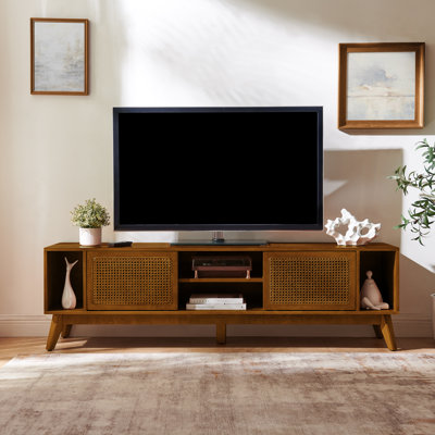 67.9 Inch Mid Century Modern Rattan Tv Stand by George Oliver