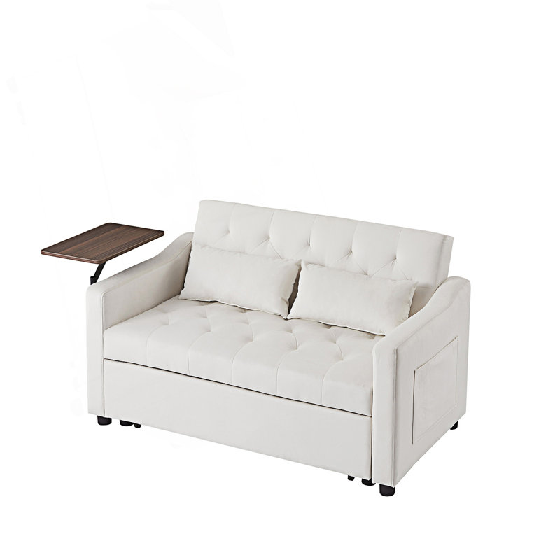 Sofa Bed With Side Table, Cream White
