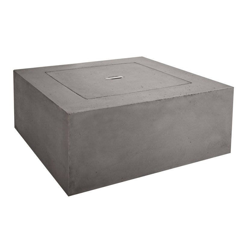 BALTIC Concrete Fire Pit Table with Lid, 15.75" H x 50.5" W x 32.5" D, Glacier grey, Propane