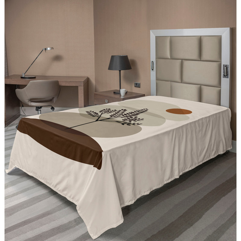 Drap plat moderne de style bohème Ambesonne, Drap plat pour lit simple, Champagne / motif abstrait chocolat