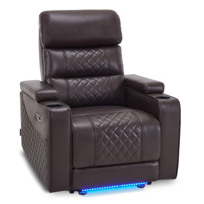 Power Recliner Chair with Adjustable Headrest, Reclining Sofa with Armrest Storage by Wrought Studio