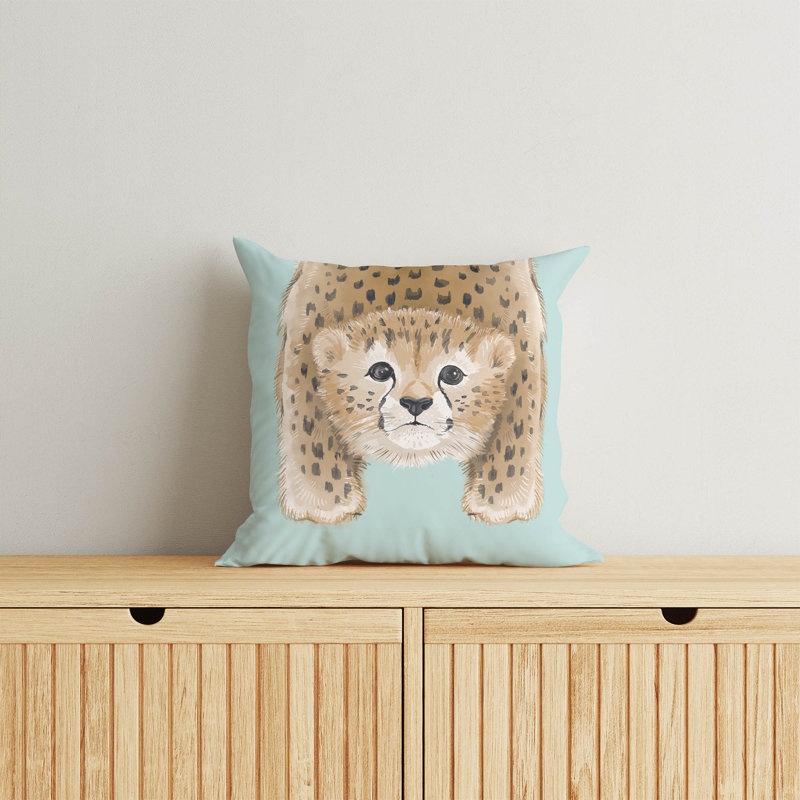 Lil Lying Leopard Blue Pillow, 26" H x 26" W