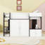 Lit mezzanine double avec armoire, échelle et garde-corps-250312108