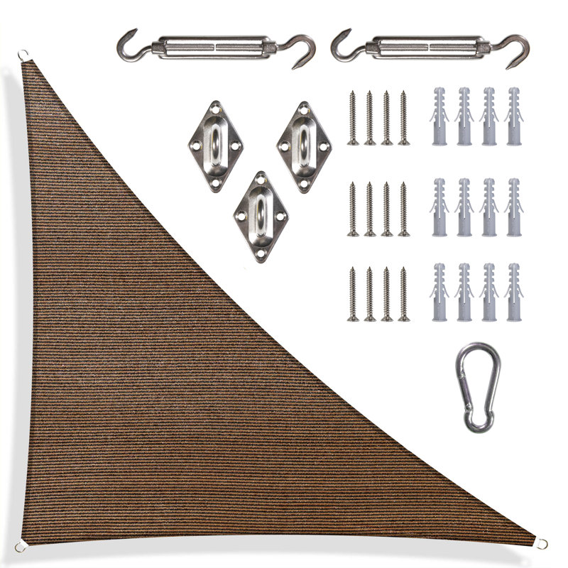 Toile d'ombrage triangulaire Colourtree avec trousse de quincaillerie d'installation, Brun, 22 pi x 22 pi x 22 pi