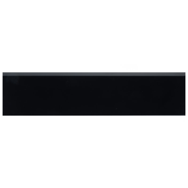 Battiscopa 13" x 3" Ceramic Bullnose Tile Trim, Glossy Black