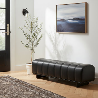 Comfortable Modern Dining Bench Black Pu Upholstery For Home