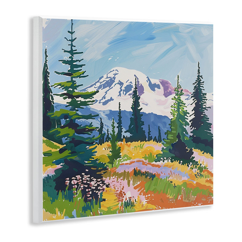 Art moderne sur plaque de montagne enneigée moderne, design par Walker Noble