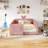 Twin Size Upholstered Platform Bed With Cute Rabbit Ear Shaped Headboard, Safety Rail, And Convenient Storage Pocket, Boucle Fabric – Perfect For Kids' Bedroom-795159230-786033678