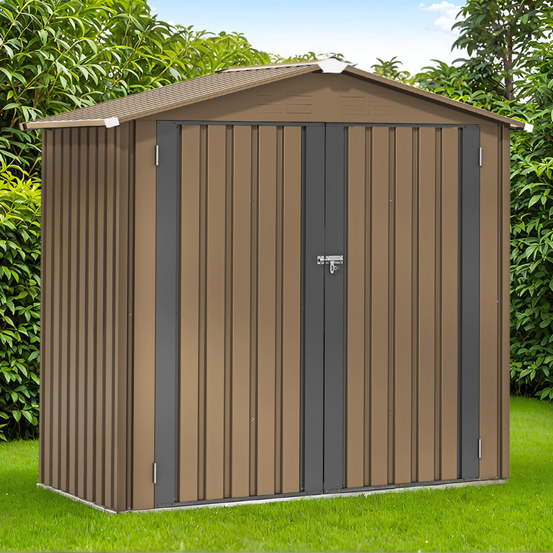 Garden 6 Ft. W X 4 Ft. D Steel Outdoor Storage Shed, Brown