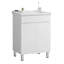 Meuble-lavabo mural compact avec portes à pleine extension et lavabo en céramique durable pour les petites salles de bain